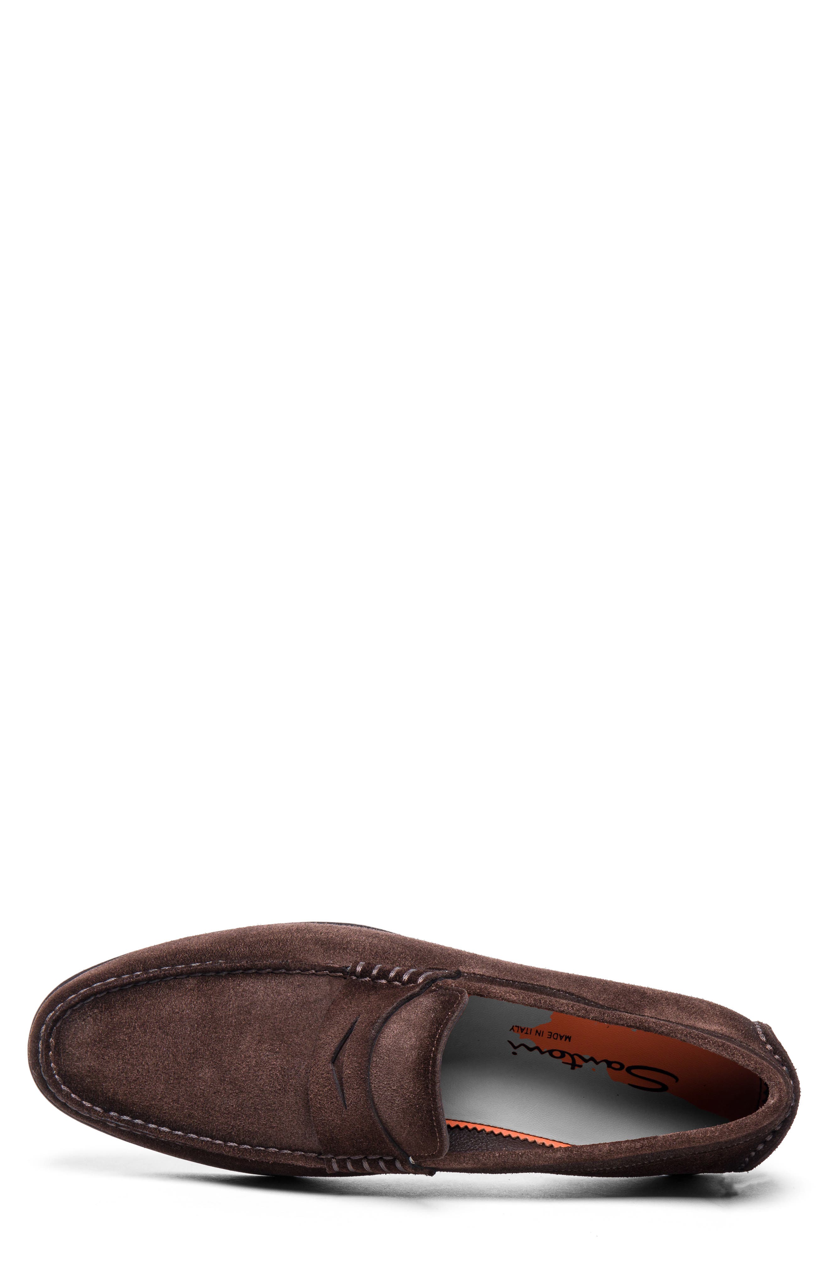Santoni Suede Penny Loafer, Alternate, color, Dark Brown