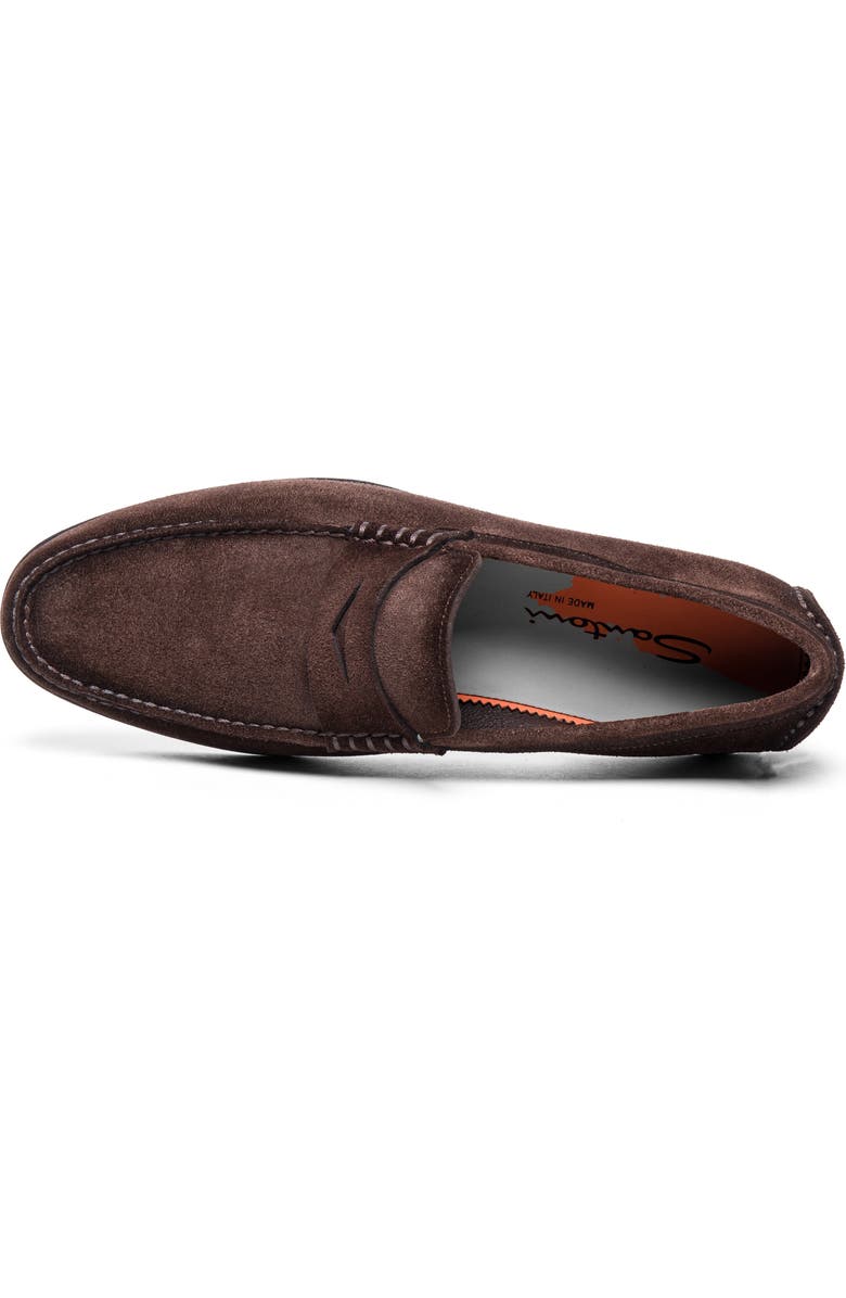 Santoni Suede Penny Loafer, Alternate, color, Dark Brown