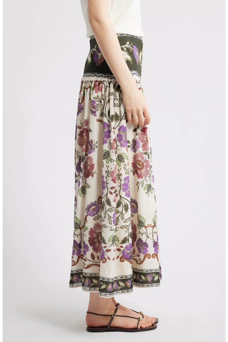 Rococo Floral Midi Skirt, Alternate, color, ROCOCO FLOWERS CREAM