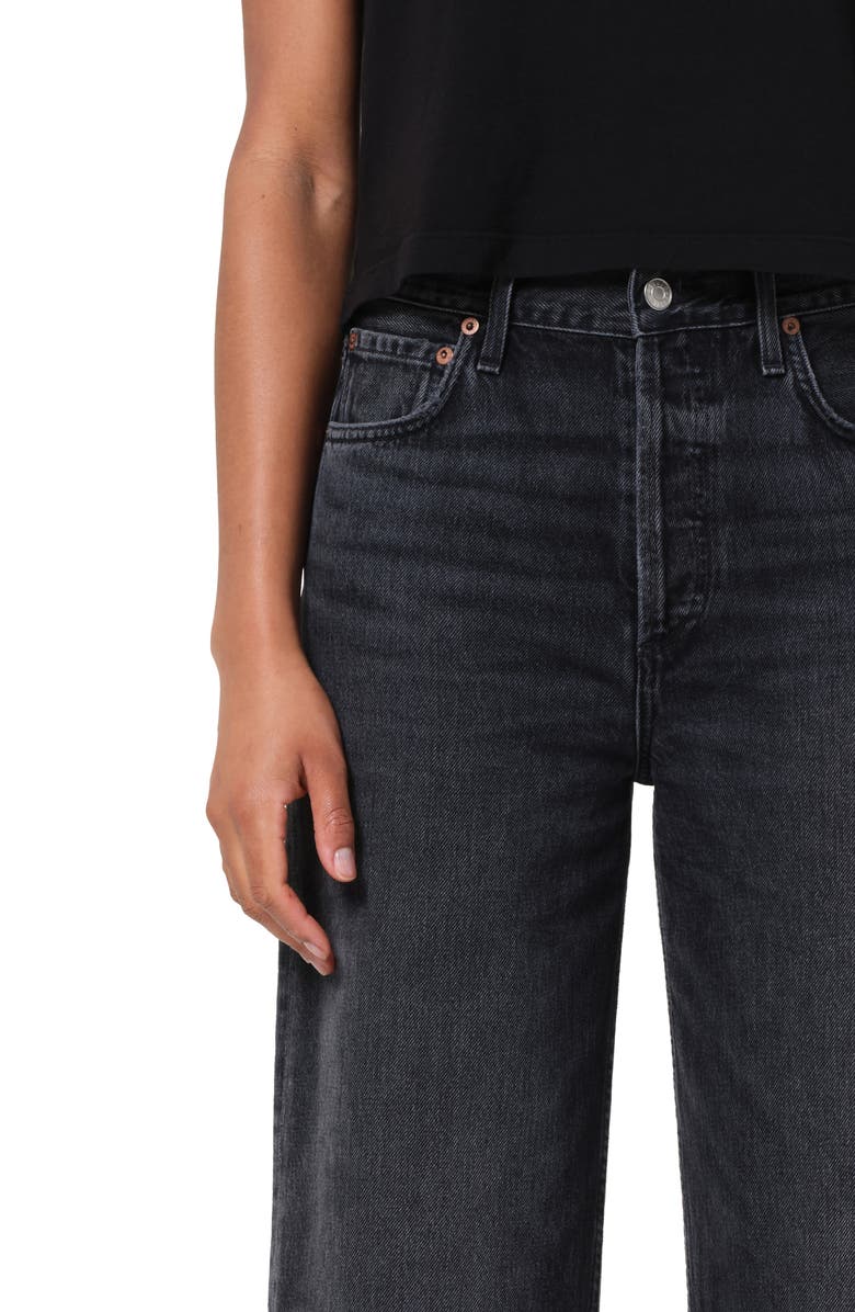 AGOLDE Ren High Waist Ankle Wide Leg Jeans, Alternate, color, Arcane Worn Medium Black