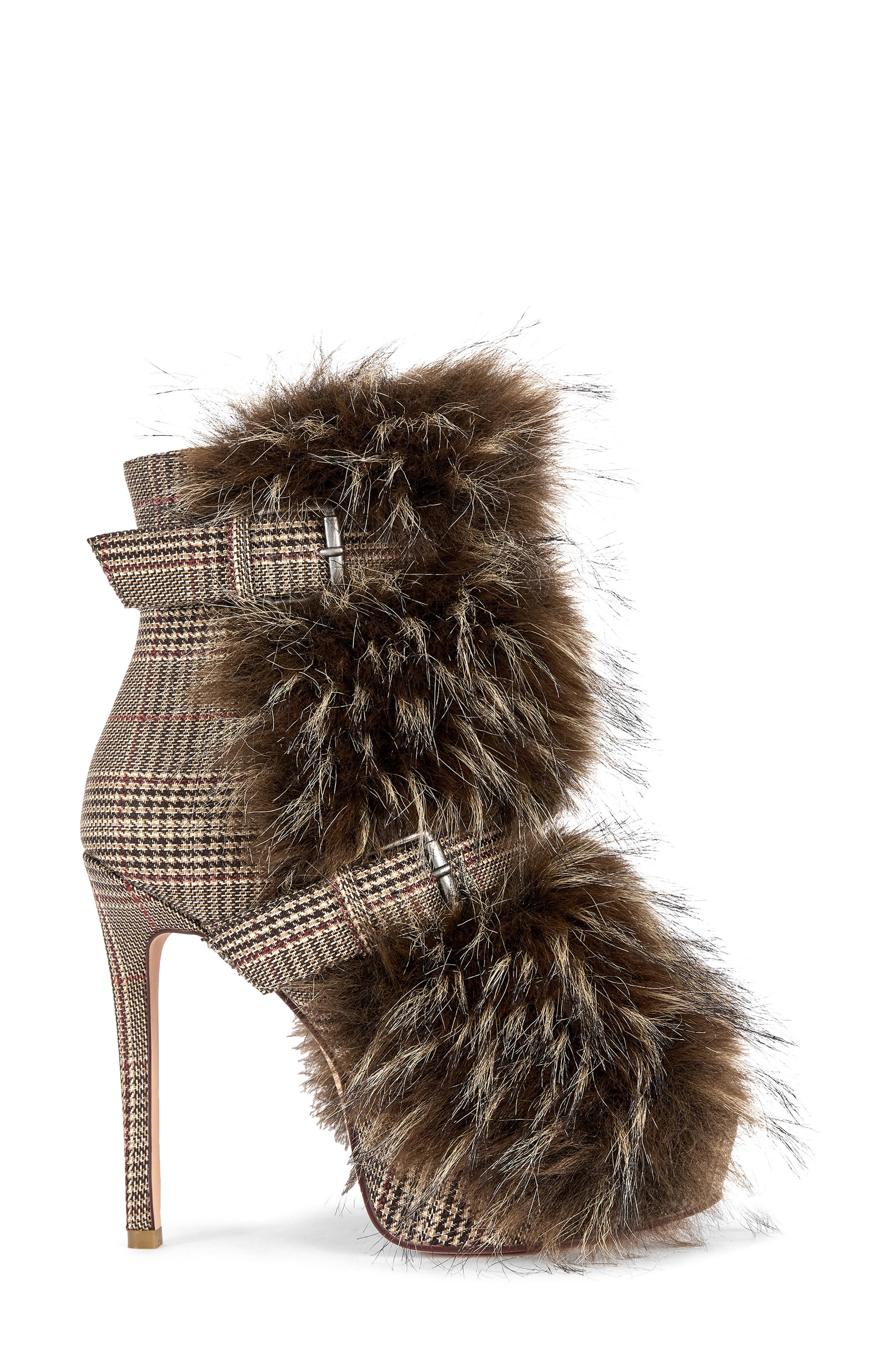 AZALEA WANG Serious Plaid Faux Fur Bootie (Women) | Nordstrom