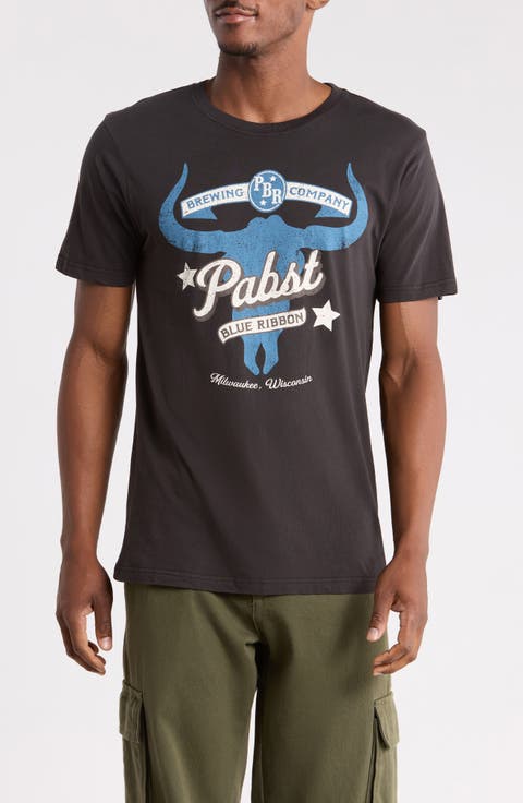 Pabst Steer Head Cotton Graphic T-Shirt