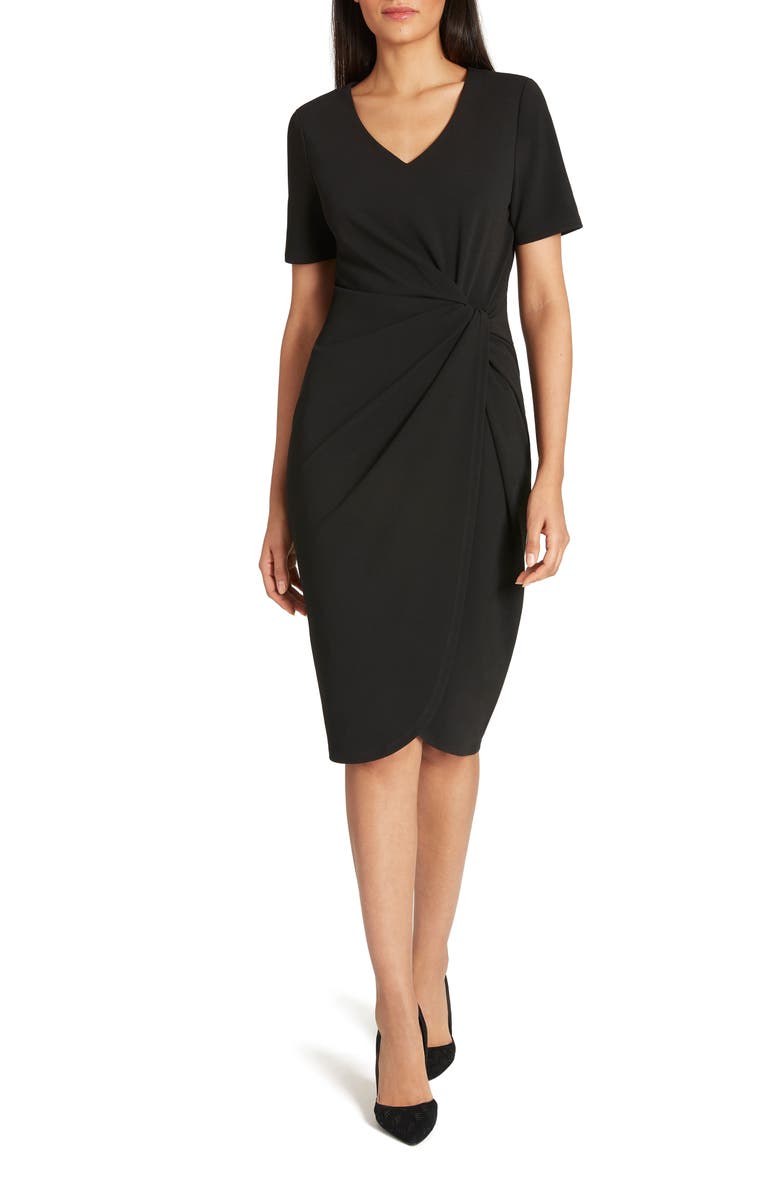 Tahari Asymmetrical Knot Sheath Dress, Main, color, 