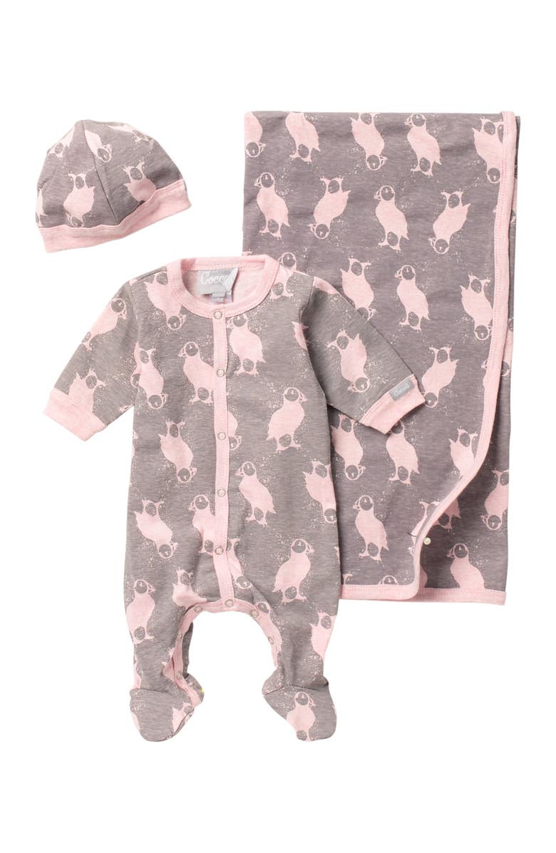 Coccoli Puffin Island Coverall & Blanket Layette Set, Main, color,