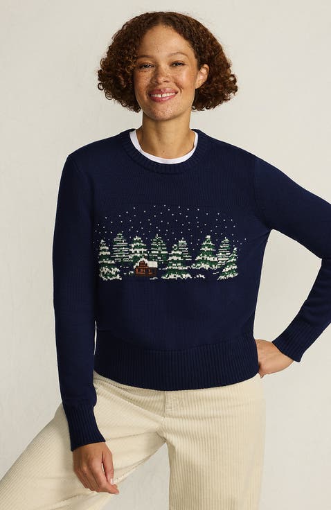 Plus Size Drifter Modern Jacquard Crew Neck Sweater