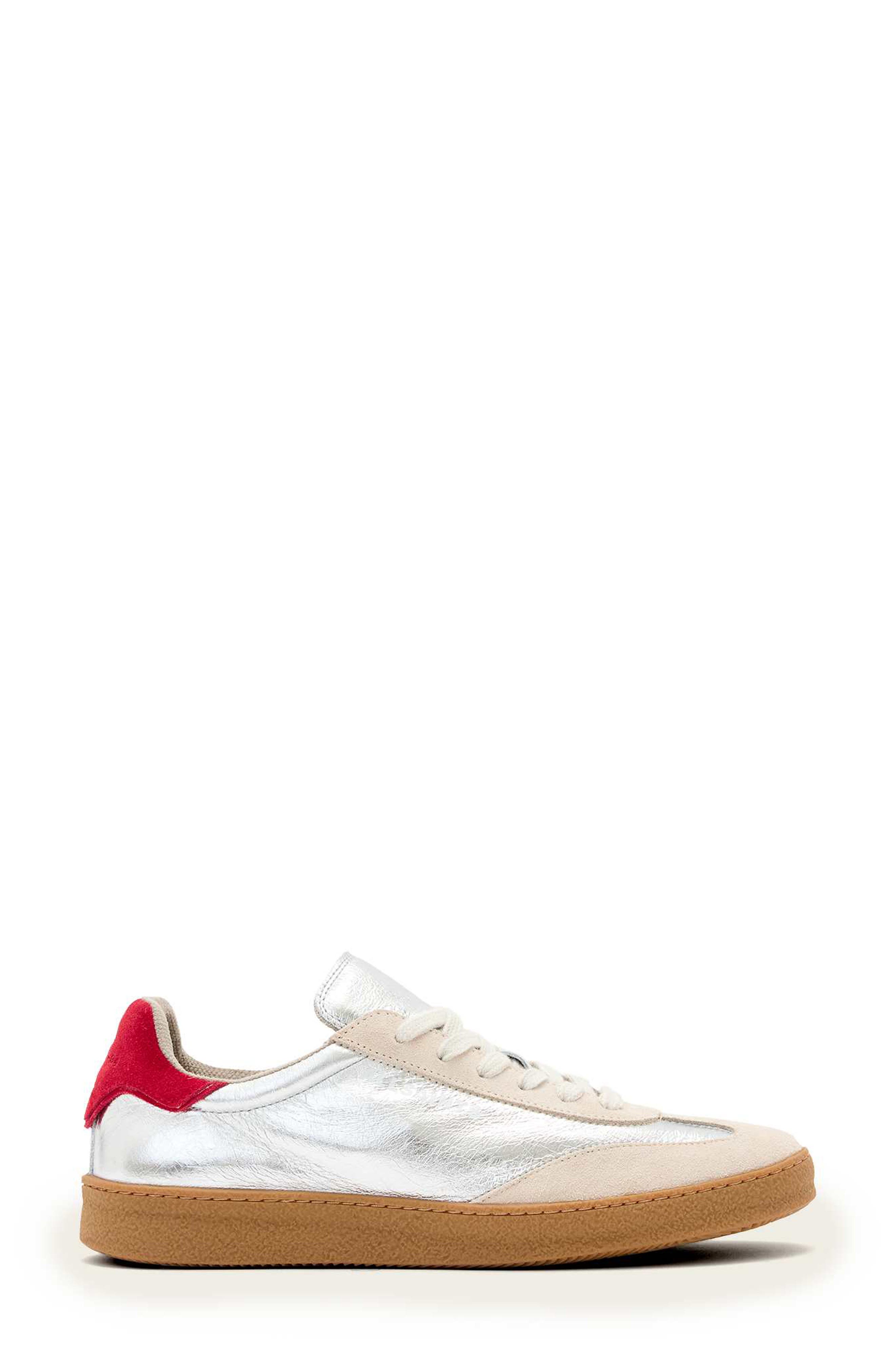 AllSaints Thelma Metallic Sneaker, Alternate, color, Silver/Red