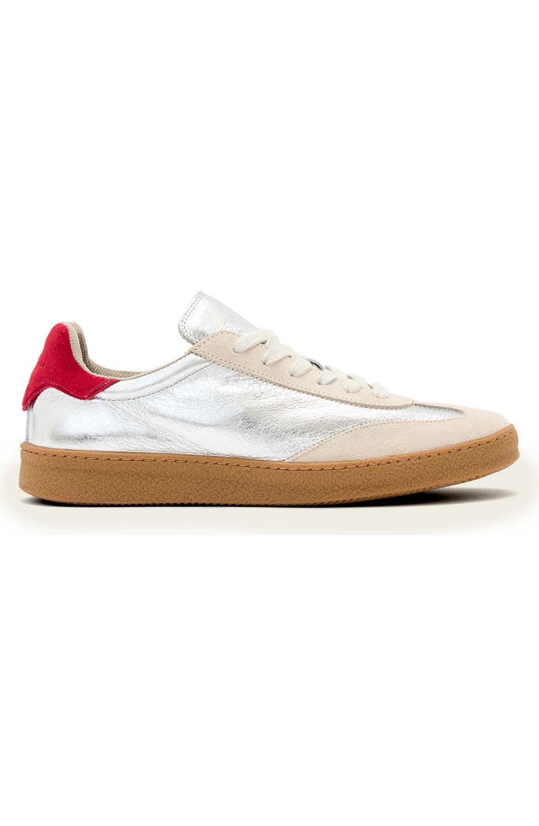 AllSaints Thelma Metallic Sneaker, Alternate, color, Silver/Red