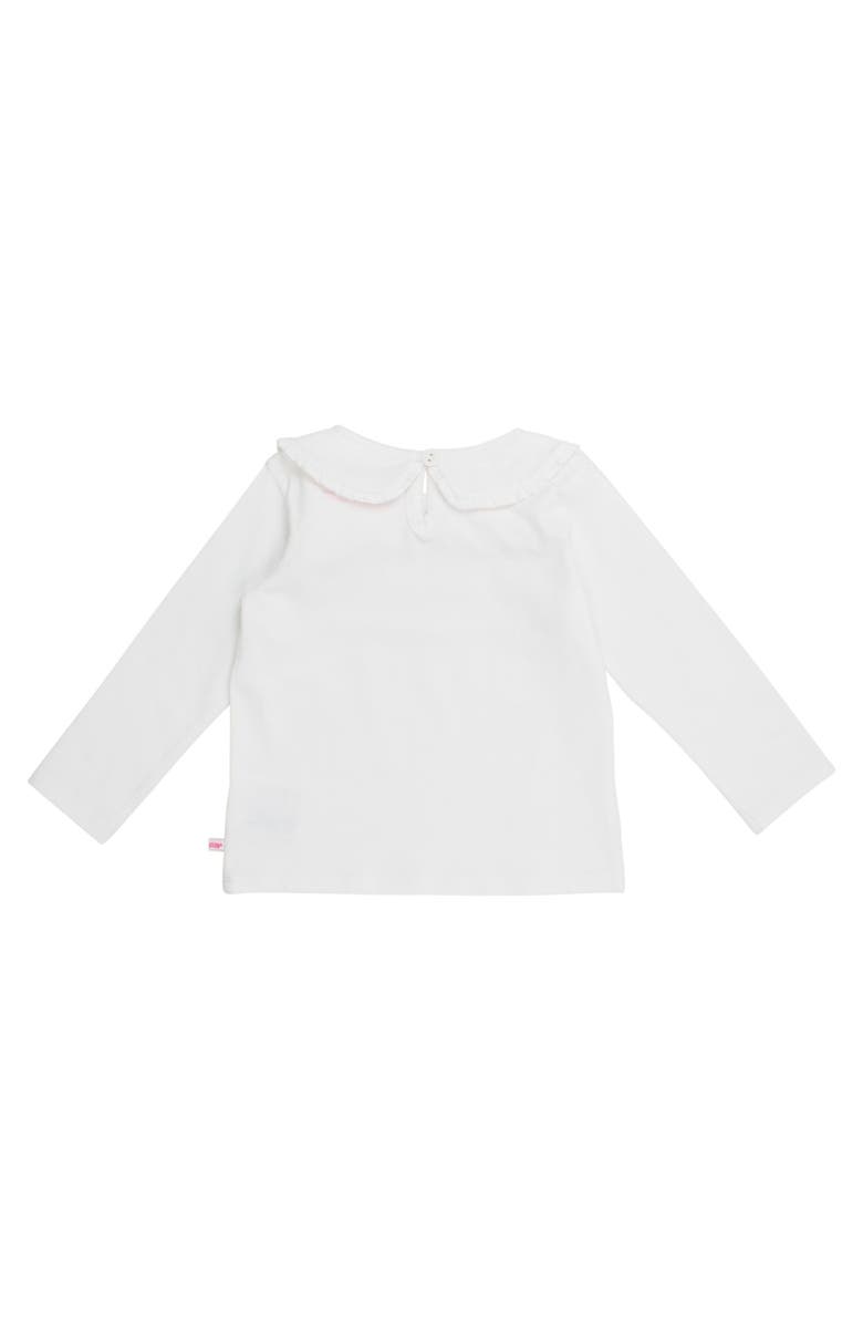 RuffleButts Knit Long Sleeve Ruffle Peter Pan Tee, Alternate, color, White