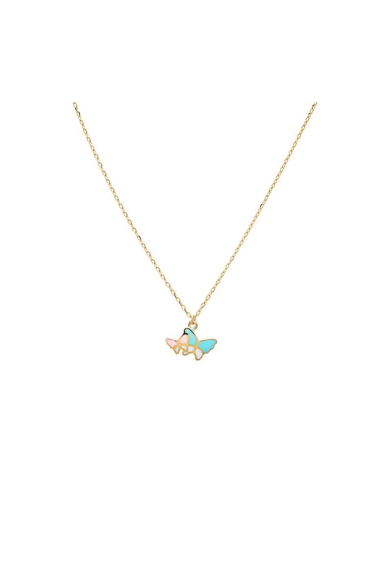 BY ADINA EDEN Kids Pastel Butterfly Necklace 14K, Main, color, Multi-Color/14K Gold