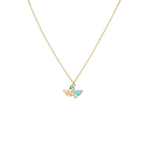 Kids Pastel Butterfly Necklace 14K
