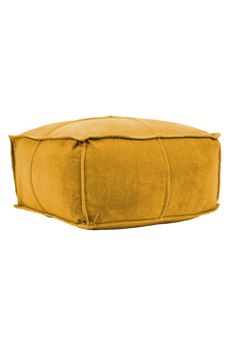 Square Cotton Velvet Pouf Seat, Goldenrod Yellow, Alternate, color, Yellow