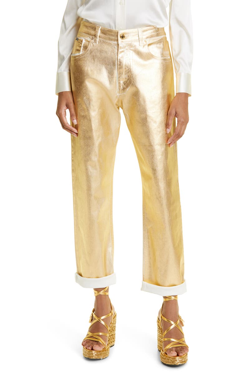 TOM FORD Coated Stretch Denim Boyfriend Jeans, Main, color,