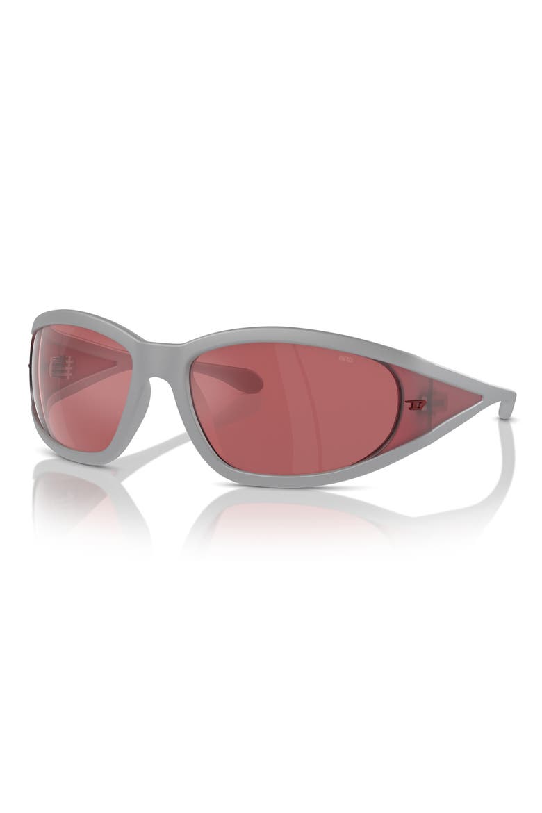 65mm Oversize Pillow Sunglasses, Alternate, color, MATTE GREY/ RED HIPER MIRROR