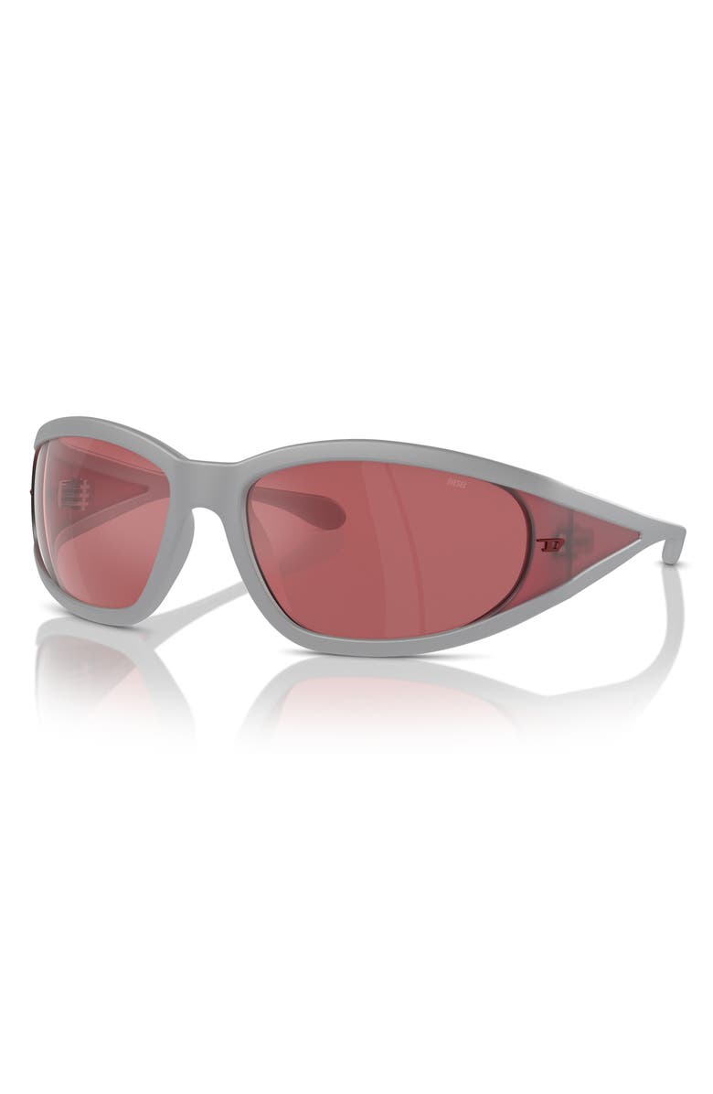 DIESEL<sup>®</sup> 65mm Oversize Pillow Sunglasses, Alternate, color, Matte Grey/ Red Hiper Mirror