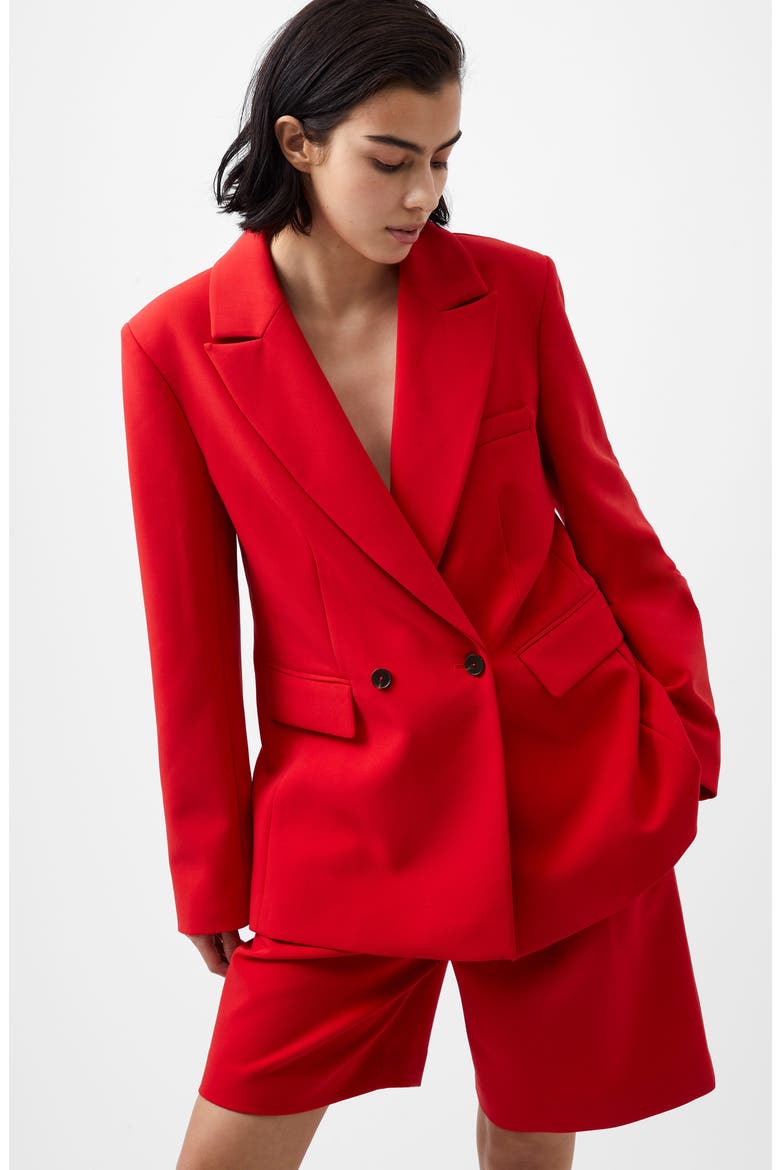 Double Breasted Peak Lapel Blazer, Alternate, color, MARS RED