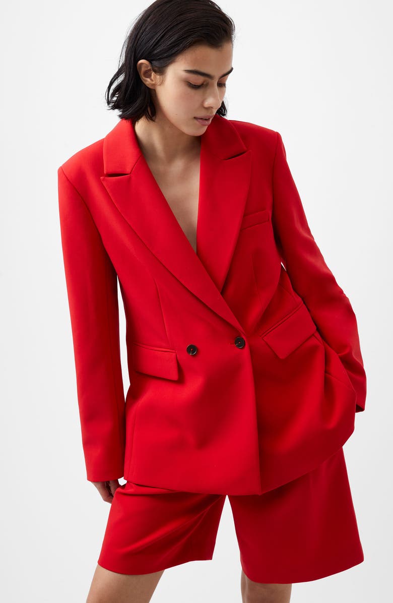 French Connection Double Breasted Peak Lapel Blazer, Alternate, color, Mars Red