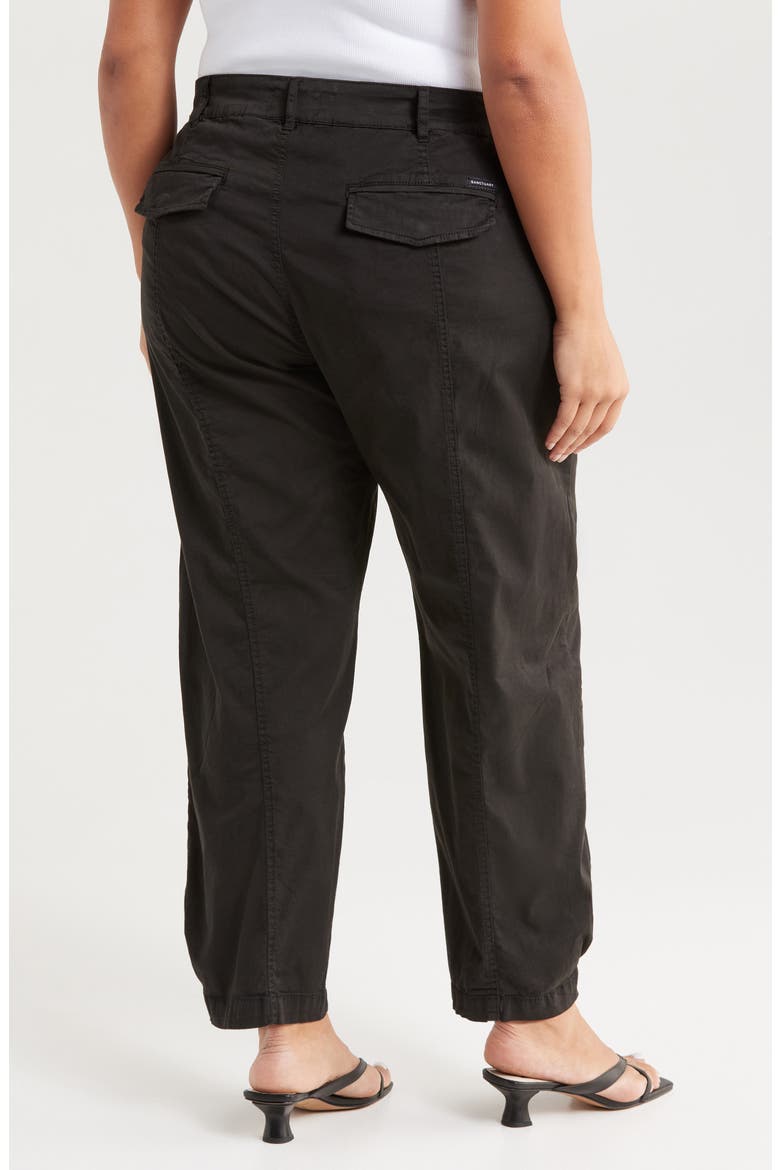 Sahara Tapered Stretch Cotton Utility Pants, Alternate, color, BLACK
