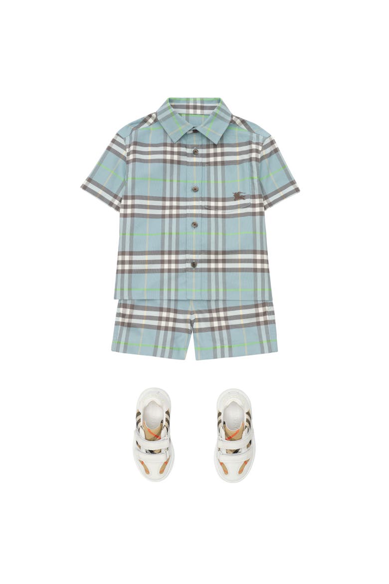 Check Cotton Oxford Shirt, Alternate, color, Misty blue