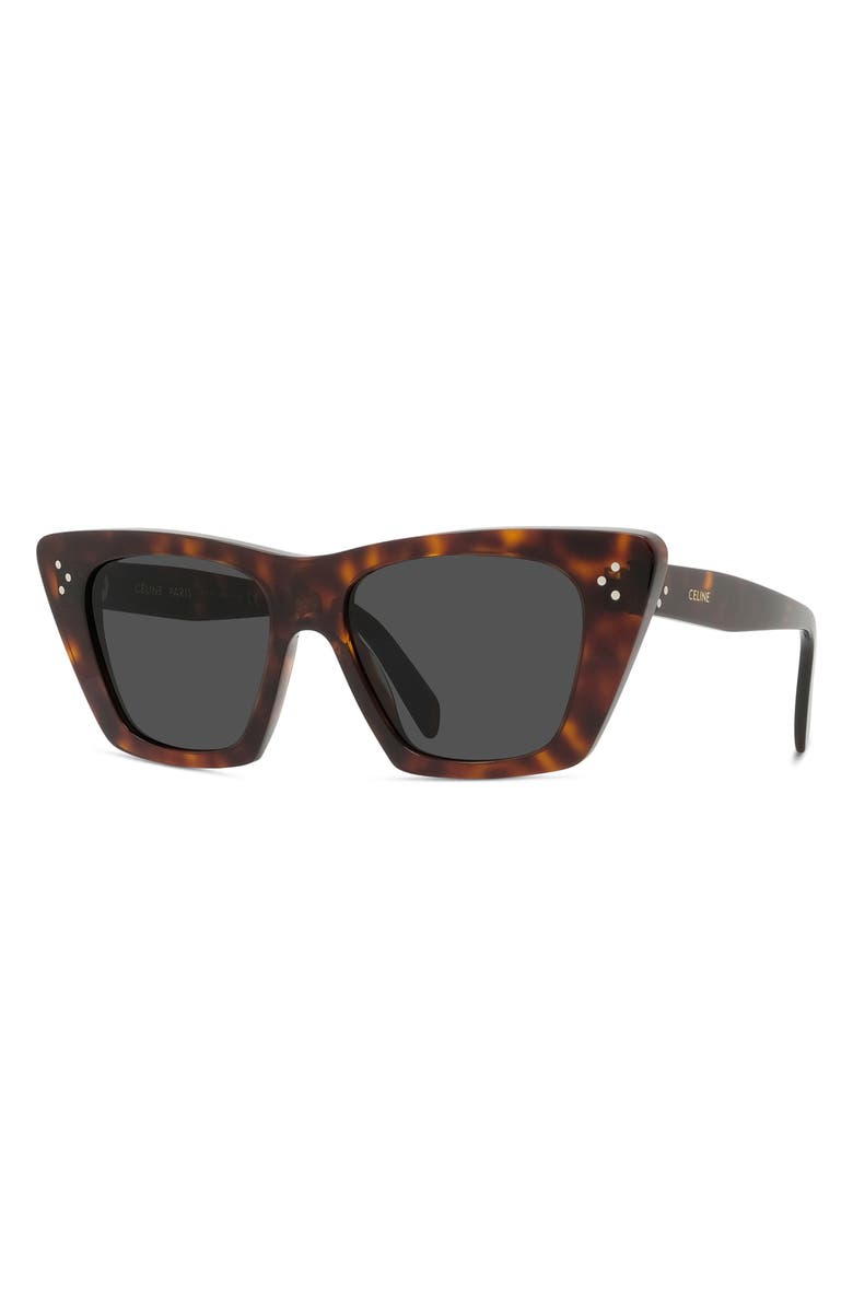 CELINE 54mm Cat Eye Sunglasses, Alternate, color, Dark Havana / Smoke