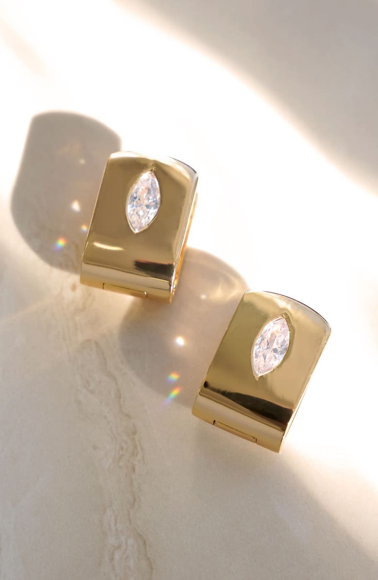 Ettika Marquise Stone Huggie Earrings, Alternate, color, Gold