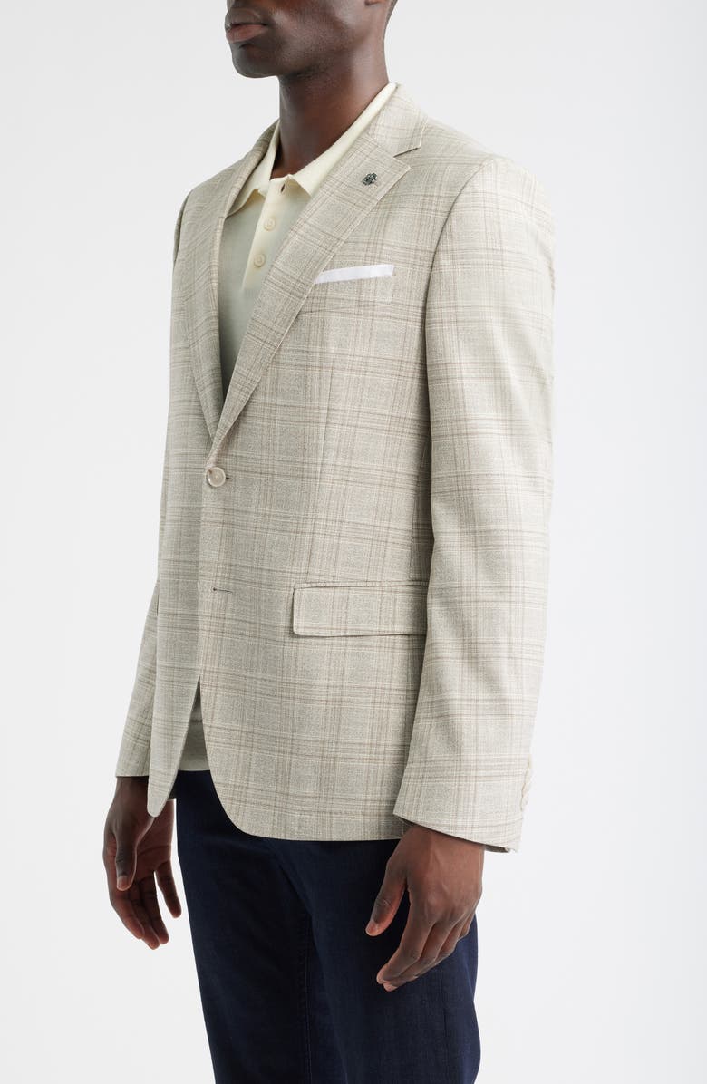 BOSS Hutson Slim Fit Plaid Sport Coat, Alternate, color, Open White