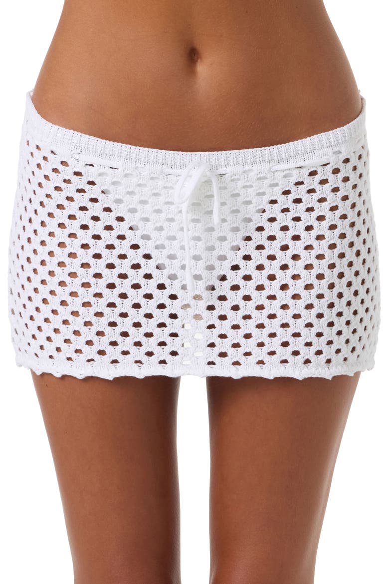 Zooey Open Stitch Cover-Up Miniskirt, Alternate, color, WHITE