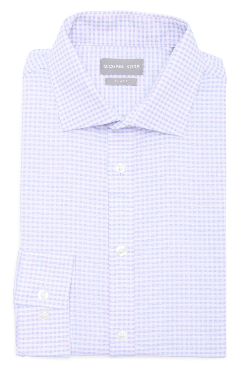 Michael Kors Slim Fit Check Stretch Dress Shirt, Alternate, color, Classic Blue