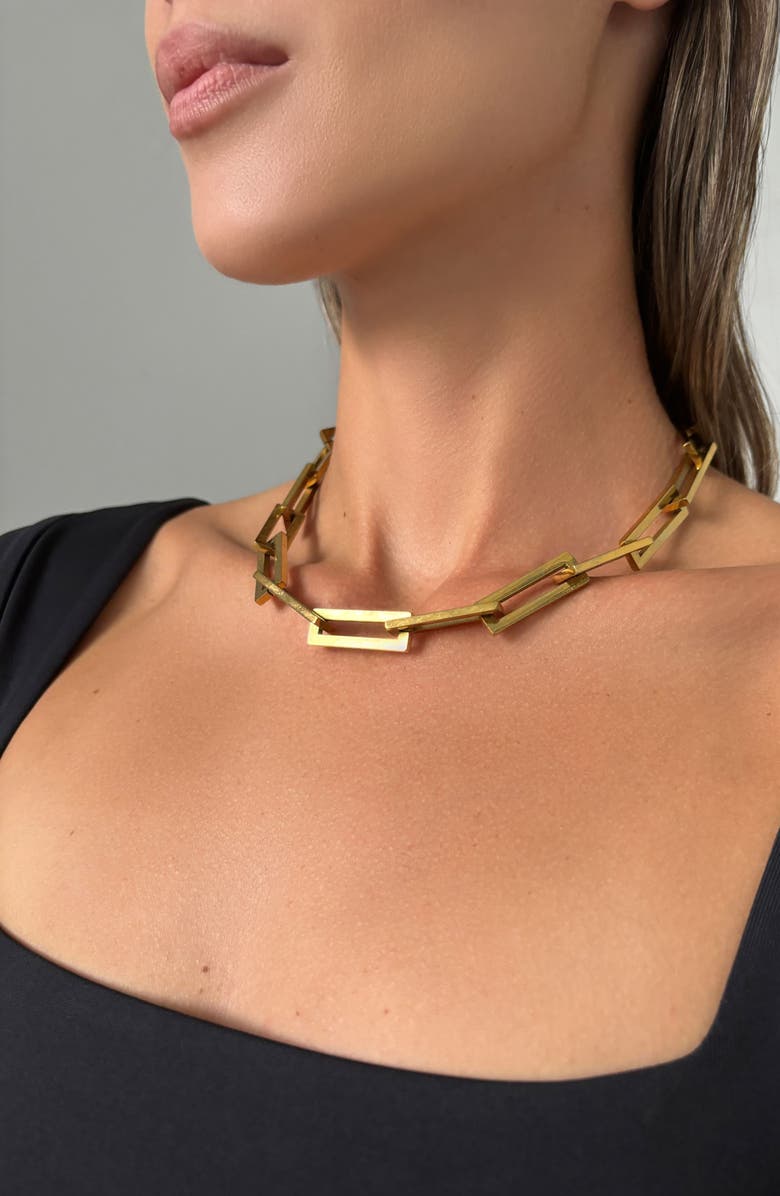 st. Moran Oversize Paper Clip Chain Necklace, Alternate, color, Gold