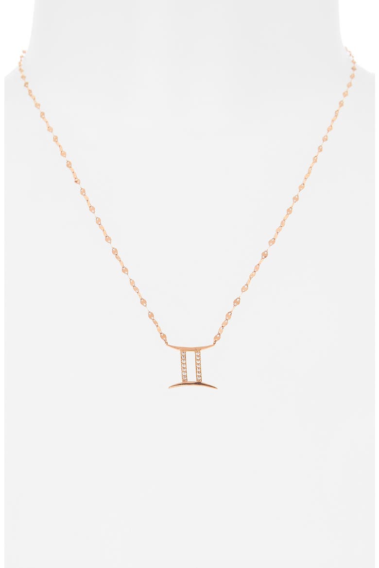 14K Rose Gold Diamond Zodiac Gemini Pendant Necklace - 0.112ct., Alternate, color, ROSE