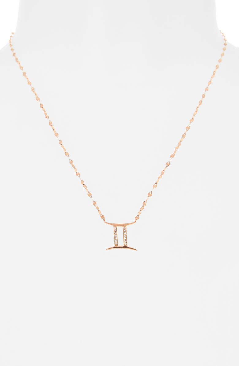 LANA 14K Rose Gold Diamond Zodiac Gemini Pendant Necklace - 0.112ct., Alternate, color, Rose