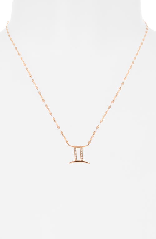 Lana 14k Rose Gold Diamond Zodiac Gemini Pendant Necklace In Gold