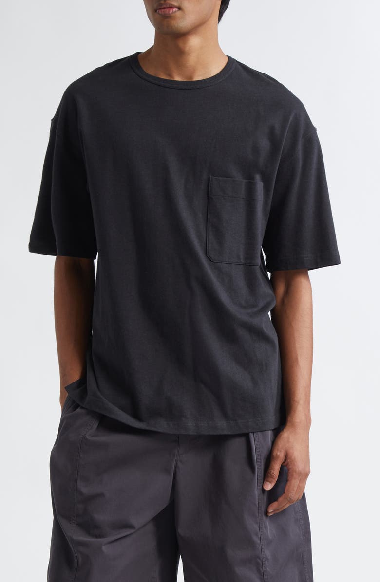 Lemaire Boxy Cotton & Linen T-Shirt, Main, color, Jet Black