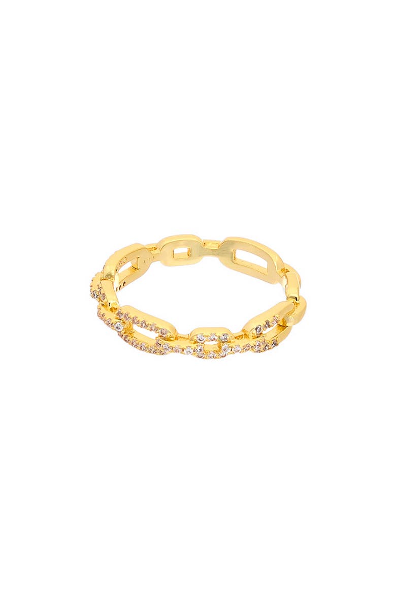 Pavé Cubic Zirconia Link Band Ring, Main, color, YELLOW GOLD