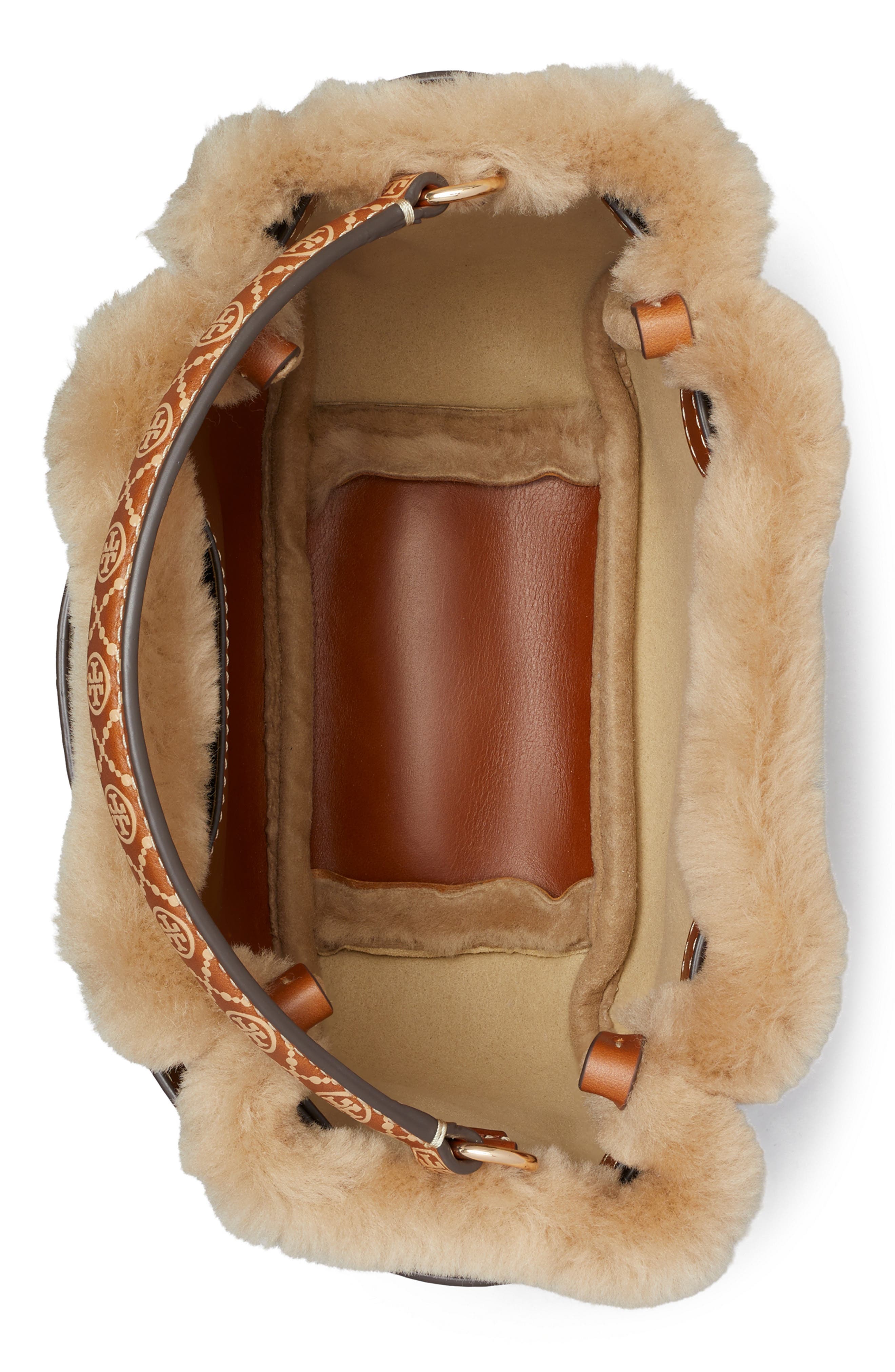 Romy Shearling Mini Bucket Bag, Alternate, color, TEDDY