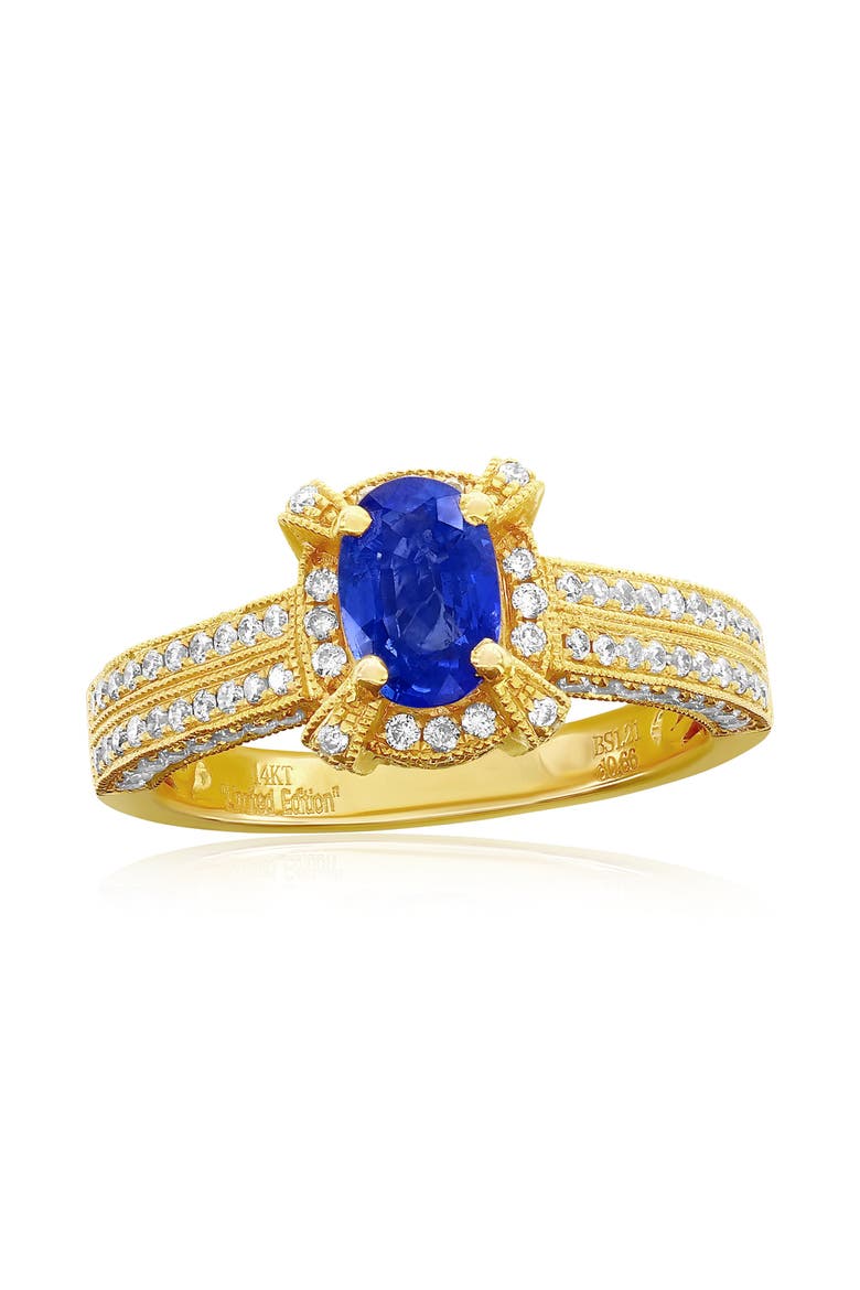 14K Gold Ceylon Sapphire & Diamond Ring, Main, color, Blue