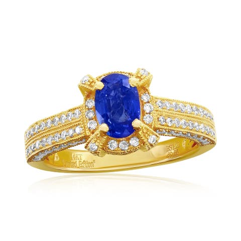 14K Gold Ceylon Sapphire & Diamond Ring
