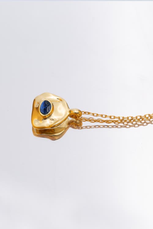 Classicharms Aria Gemstone Pendant Necklace And Figaro Chain Layering Set In Gold