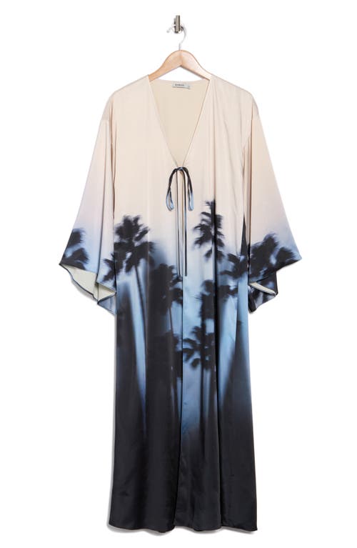 Simkhai Pascal Printed Satin Maxi Dress In Hazy Palm Print