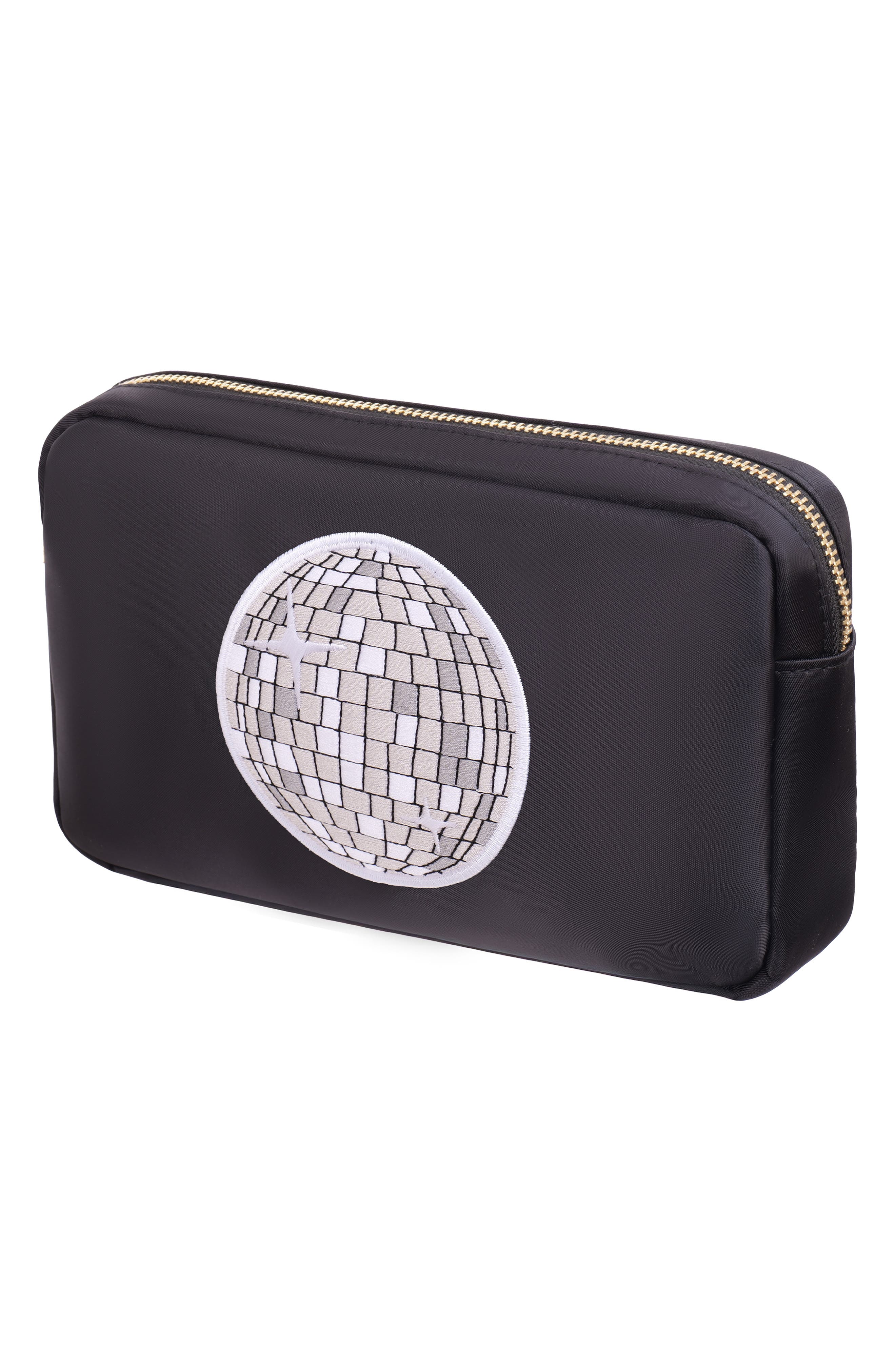 Medium Disco Ball Cosmetics Bag, Alternate, color, BLACK