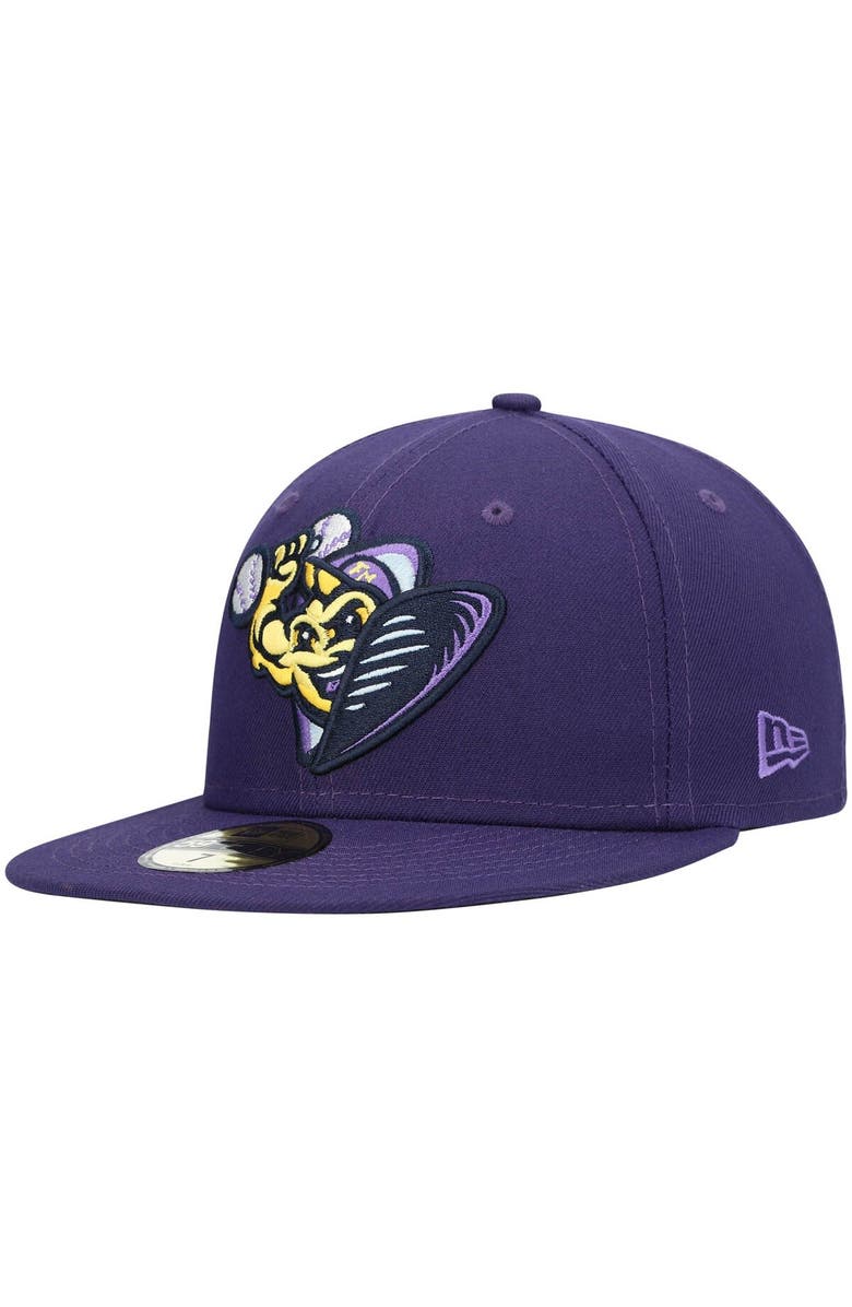 New Era Men's New Era Purple Fort Myers Mighty Mussels Alternate Authentic Collection 59FIFTY Fitted Hat, Main, color, 