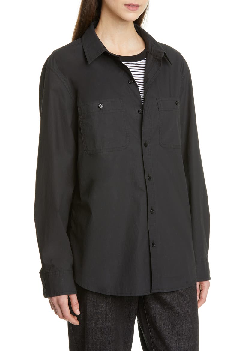 Organic Cotton Poplin Button-Up Shirt (Nordstrom Exclusive), Alternate, color, BLACK