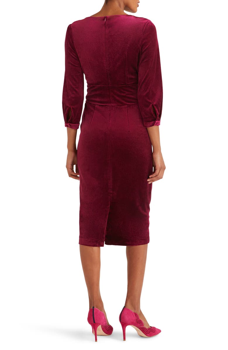 Boden Julianna Velvet Tie Waist Sheath Dress, Alternate, color, 
