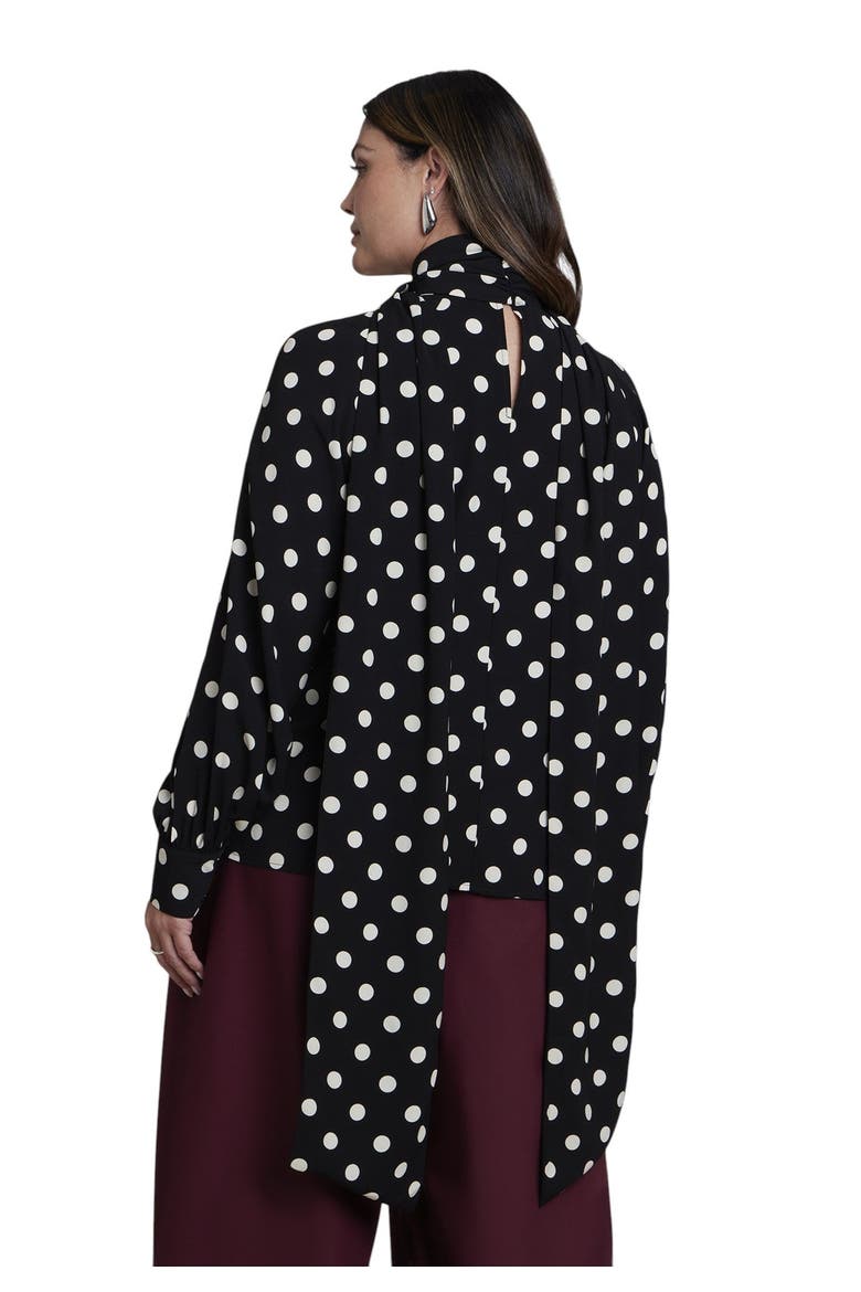 Dramatic Tie Neck Blouse (plus), Alternate, color, 80'S DOT