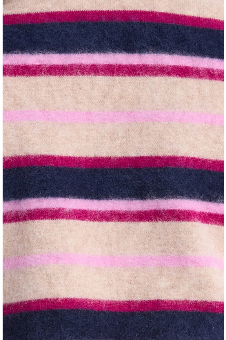 Brushed Wool & Cashmere Polo Sweater, Alternate, color, PINK MULTI STRIPE