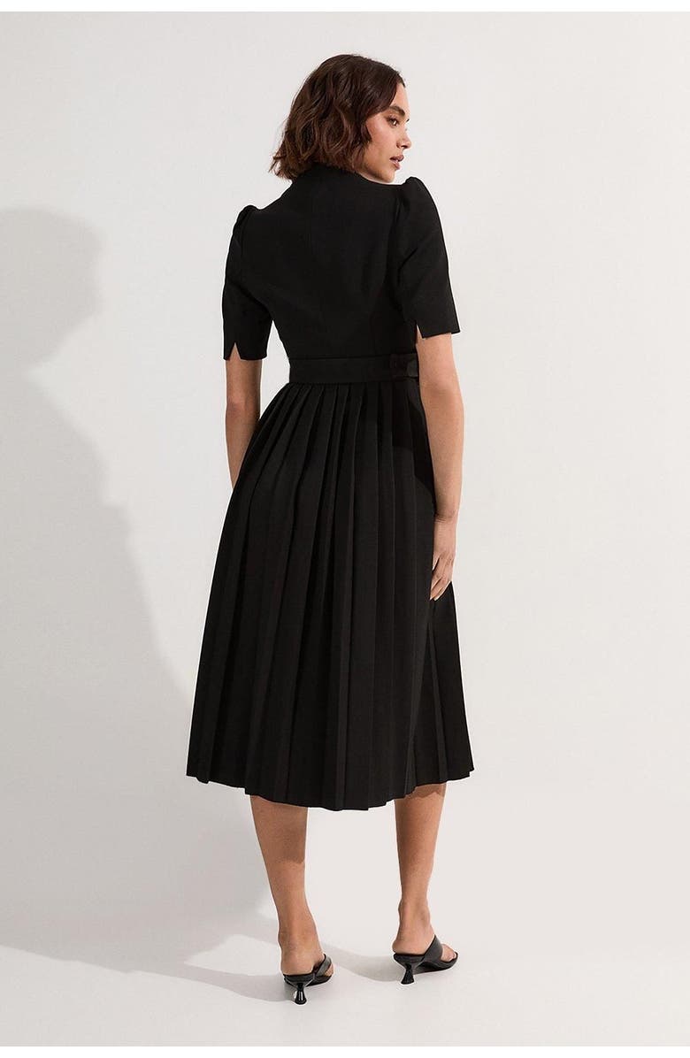 Karen Millen Structured Crepe Belted Midi Dress, Alternate, color, Black