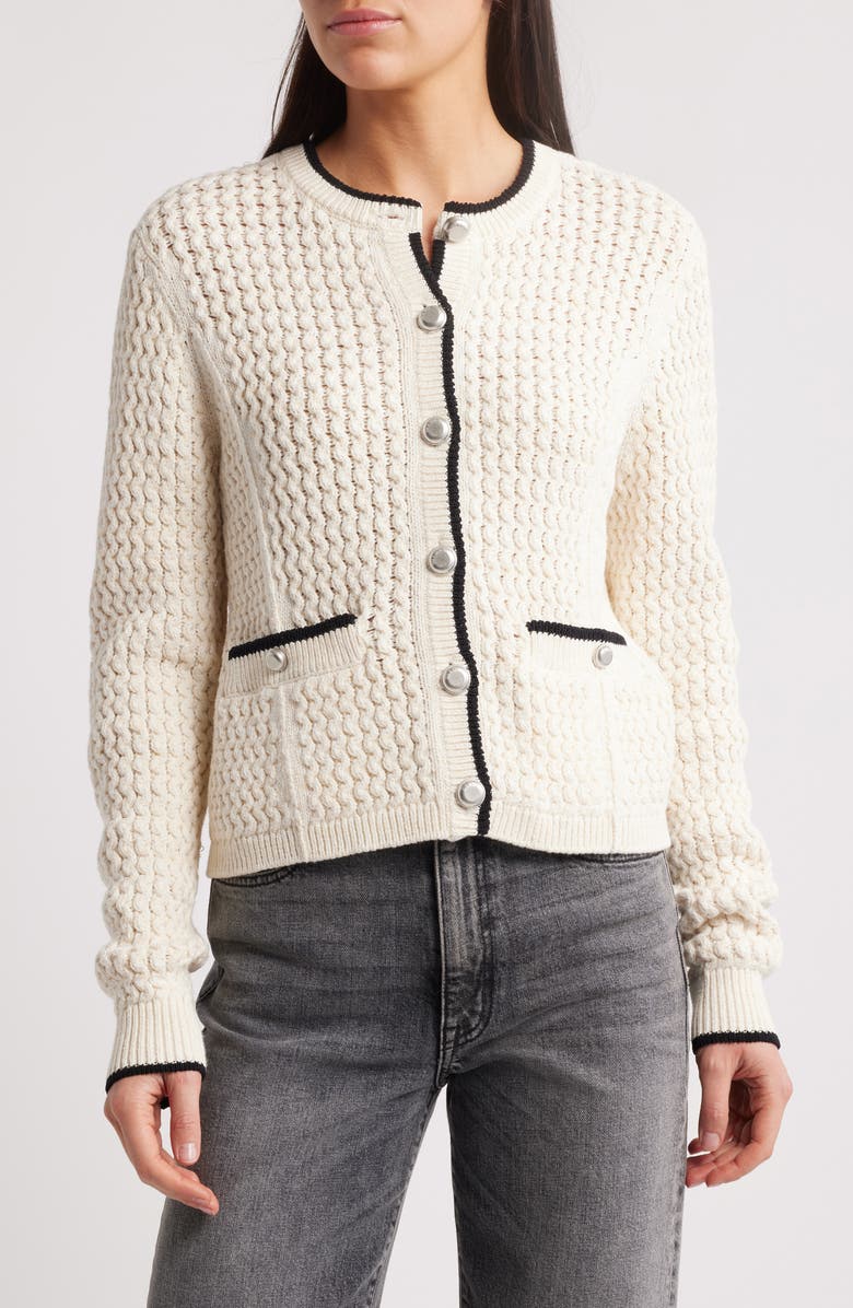 rag & bone Daria Textured Cotton Blend Cardigan, Main, color, Marsh