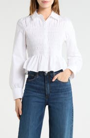 Rails Bradshaw Smock Bodice Cotton Button-Up Shirt
