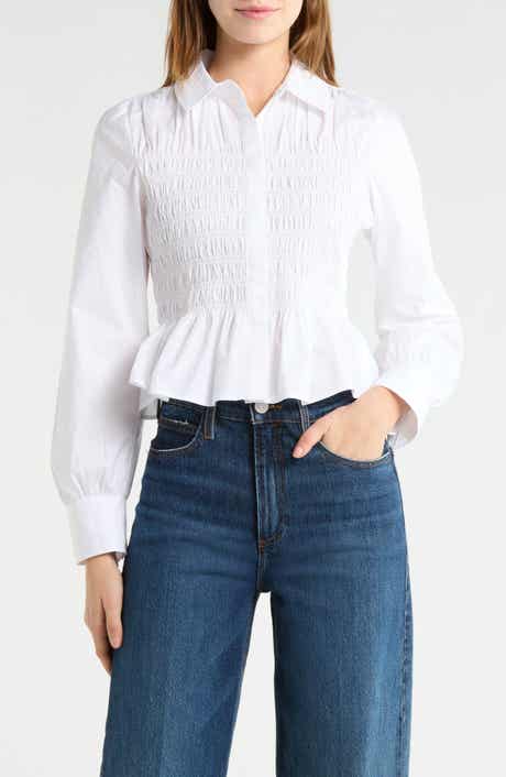 Bradshaw Smock Bodice Cotton Button-Up Shirt