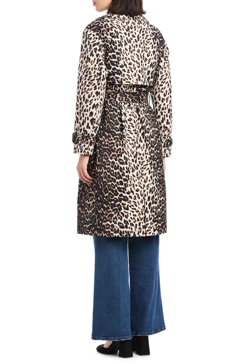 Kate Spade New York leopard print trench coat, Alternate, color, 