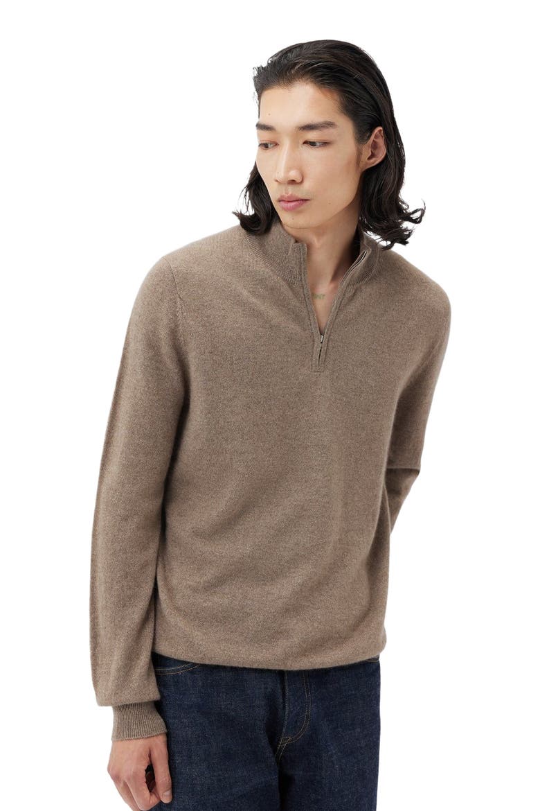 Essential Half-Zip Cashmere Sweater, Alternate, color, taupe